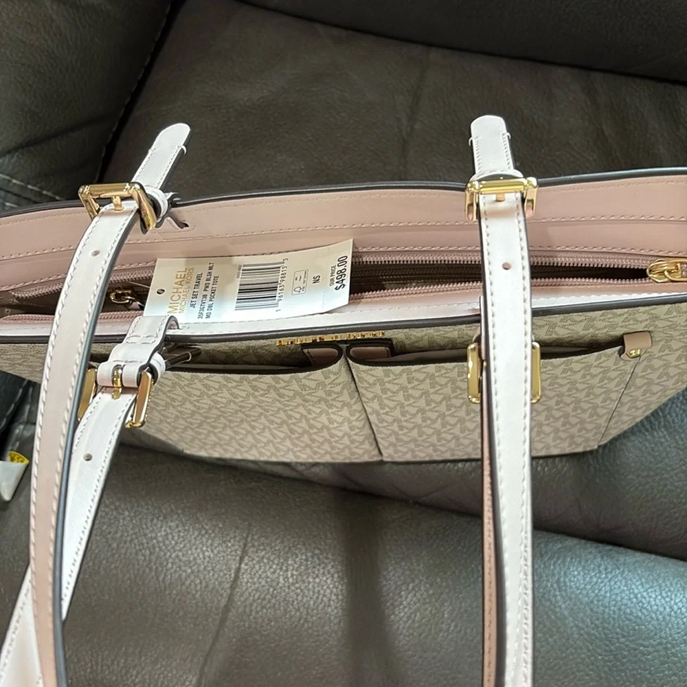 Michael kors signature multi blush medium double pocket tote